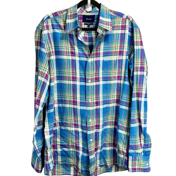 Façonnable Club Multi Plaid Button Down Shirt - Picture 1 of 4
